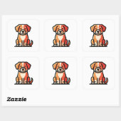 Friendly Modern Dog Illustration Vierkante Sticker (Vel)