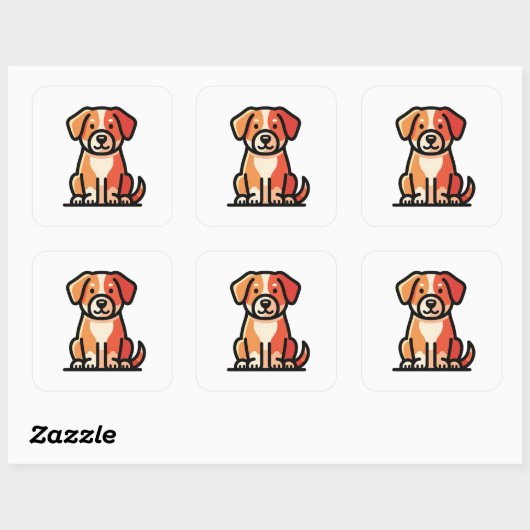 Friendly Modern Dog Illustration Vierkante Sticker (Vel)