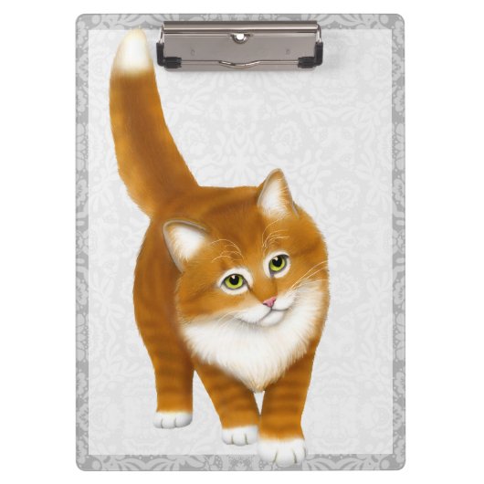 Friendly Oranje Ginger Tabby Kitten Klembord (Voorkant)