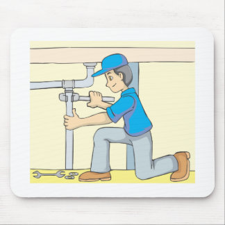 Friendly Plumber Cartoon Muismat