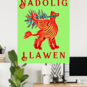 Friendly Red Dragon of Griffon, voeg jouw tekst to Poster (Thuiskantoor)