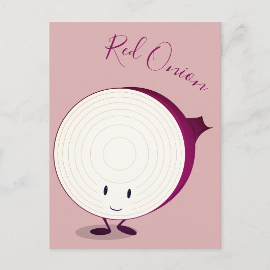 Friendly Red Onion Cartoon Character | BRIEFKAART (Voorkant)