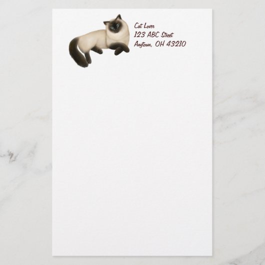Friendly Siamese Cat Stationery Briefpapier (Voorkant)