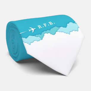 Friendly Skies   Aangepaste Initialen met luchtvaa Stropdas