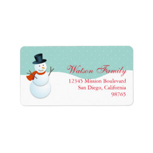 Friendly snewman north poolblue return address etiket