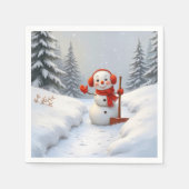 Friendly Snowman with a Red Shovel Servet (Voorkant)