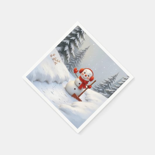 Friendly Snowman with a Red Shovel Servet (Hoek)