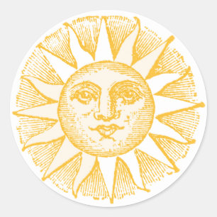 Friendly Sun Face  Illustratie Ronde Sticker