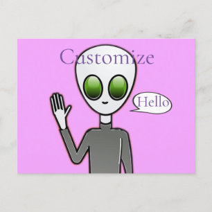 Friendly Waving Alien Thunder_Cove Briefkaart