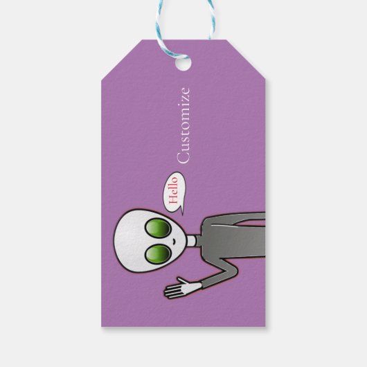 Friendly Waving Alien Thunder_Cove Cadeaulabel (Achterkant)