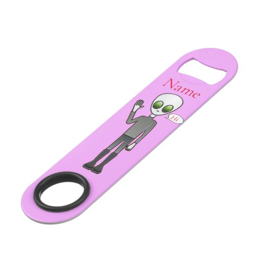 Friendly Waving Alien Thunder_Cove Speed Flessenopener (Voorkant Gekanteld)