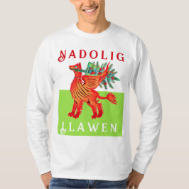 Friendly Welsh Red Dragon, voeg jouw tekst Kerstmi T-shirt