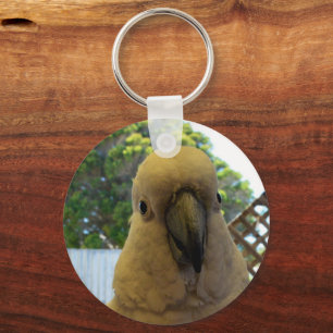 Friendly White Australian Cockato, Keyring Sleutelhanger