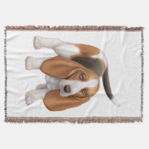 Friendly Young Basset Hound Dog Throw Deken