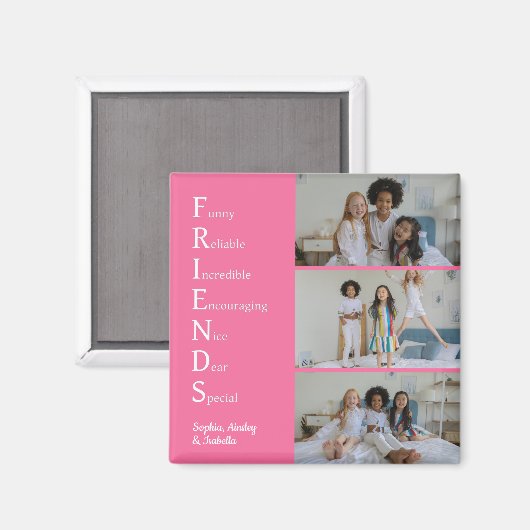 FRIENDS Aangepaste fotoroze Magneet (Voorkant / Achterkant)