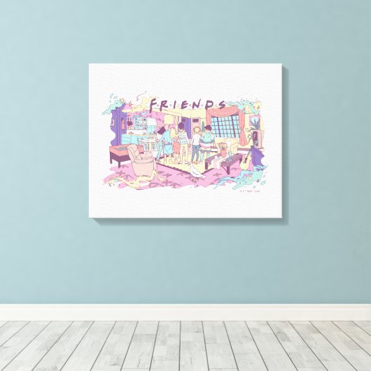 FRIENDS™ | Appartement Cartoon Canvas Afdruk (Insitu (Houten vloer))