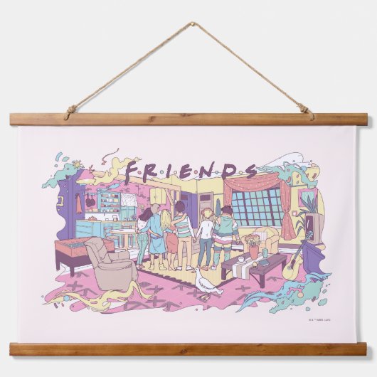FRIENDS™ | Appartement Cartoon Hangend Wandkleed (Voorkant)