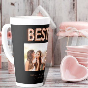 Friends besties zwarte foto's roos goud latte mok