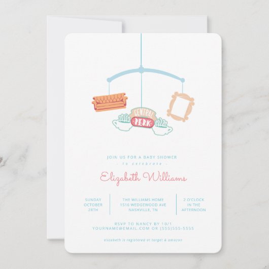 FRIENDS™ | Centraal perk mobiel Baby shower Kaart (Voorkant)