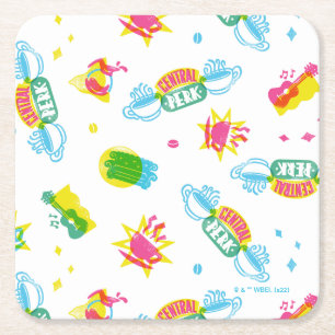 FRIENDS™ Centraal Perk Neon Pattern Vierkante Kartonnen Onderzetter