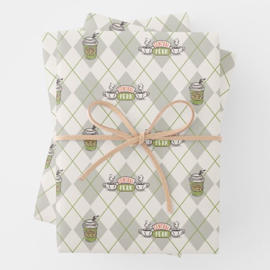 FRIENDS™ | Central Perk Argyle Pattern Inpakpapier Vel (In situ)