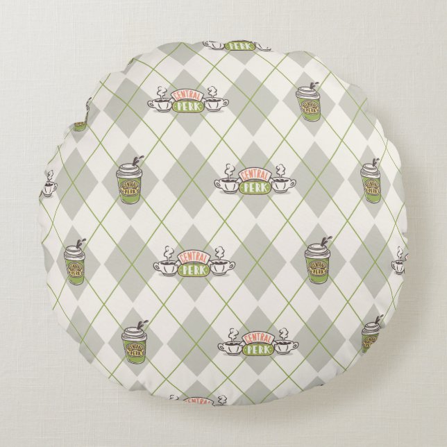 FRIENDS™ | Central Perk Argyle Pattern Rond Kussen (Voorkant)