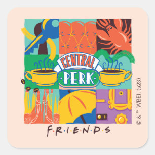 FRIENDS™   Central Perk Levendig Grafisch Vierkante Sticker