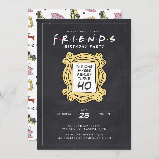 FRIENDS™ | Chalkboard 40th Birthday Invitation (Devant / Derrière)