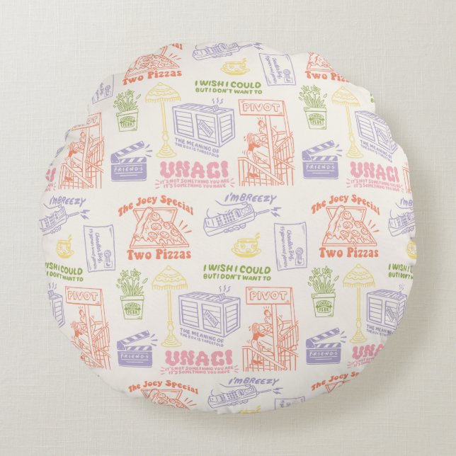 FRIENDS™ Colorful Quotten Pattern Rond Kussen (Voorkant)