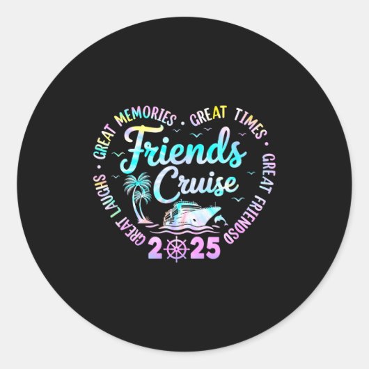 Friends Cruise 2025 Matching Group Vacation Trip C Ronde Sticker (Voorkant)