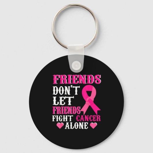 Friends Don't Fight Alone Breast Cancer Awareness Sleutelhanger (Voorkant)