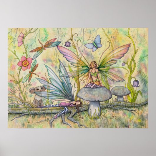 Friends Flower Fairy Fantasy Art Poster Print (Devant)