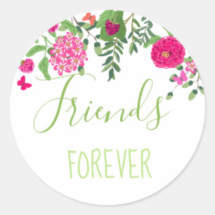 Friends Forever bracht bloemen en vlinders Ronde Sticker
