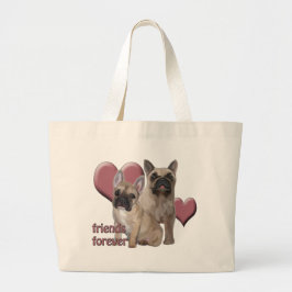 "Friends Forever" franse stierenhonden Grote Tote Bag