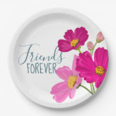 Friends Forever heldere bloemen en vlinders Papieren Bordje (Voorkant)