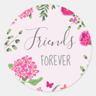 Friends Forever heldere bloemen en vlinders Ronde Sticker