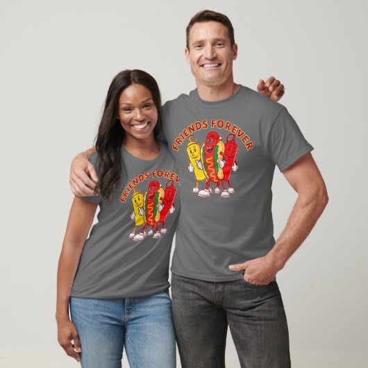 Friends Forever Hot Dog Ketchup Mustard Funny T-shirt (Unisex)
