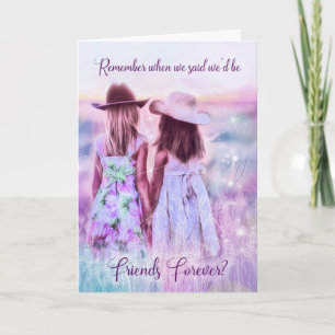 Friends Forever Little Cowgirl Paarse verjaardag Kaart