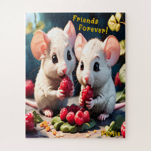 "Friends Forever Schattige Mice Red Berries Typogr Legpuzzel