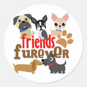 Friends Furever Dogs Puppies Ronde Sticker