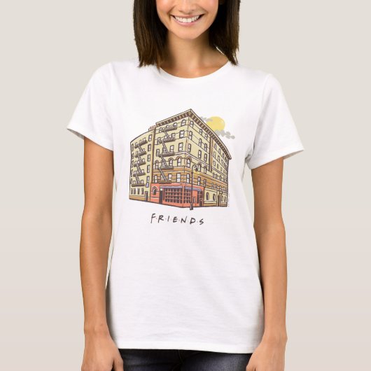 FRIENDS™ | Het Apartementengebouw van Monica T-shirt (Voorkant)