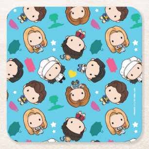 FRIENDS™   Karakter Chibi Patroon Vierkante Kartonnen Onderzetter