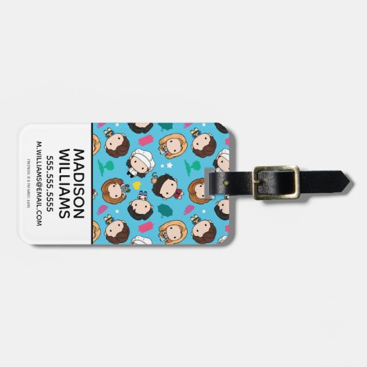 FRIENDS™ | Karakter Chibi Pattern Bagagelabel (Voorkant horizontaal)