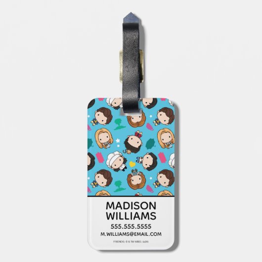 FRIENDS™ | Karakter Chibi Pattern Bagagelabel (Achterkant verticaal)