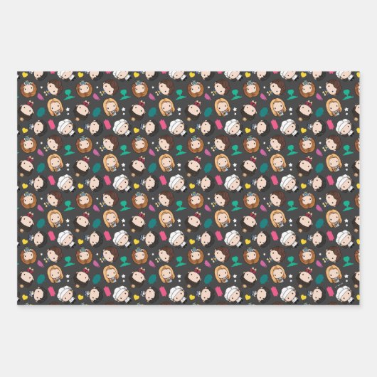 FRIENDS™ | Karakter Chibi Pattern Inpakpapier Vel (Voorkant 3)