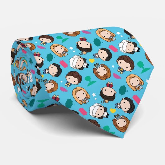 FRIENDS™ | Karakter Chibi Pattern Stropdas (Opgerold)