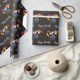 FRIENDS™ Karakter Silhouet Gelukkige Verjaardag Cadeaupapier