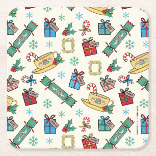 FRIENDS™   Kerst Icon Patroon Vierkante Kartonnen Onderzetter