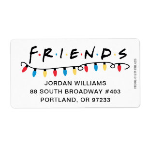 FRIENDS™ Logo met kerstlampjes Etiket