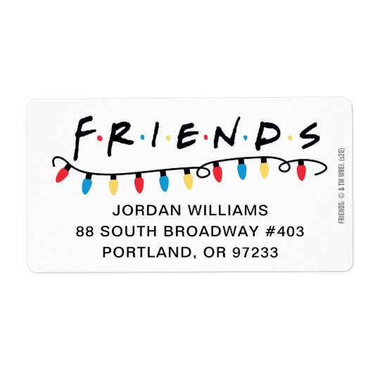 FRIENDS™ | Logo met kerstlampjes Etiket (Voorkant)